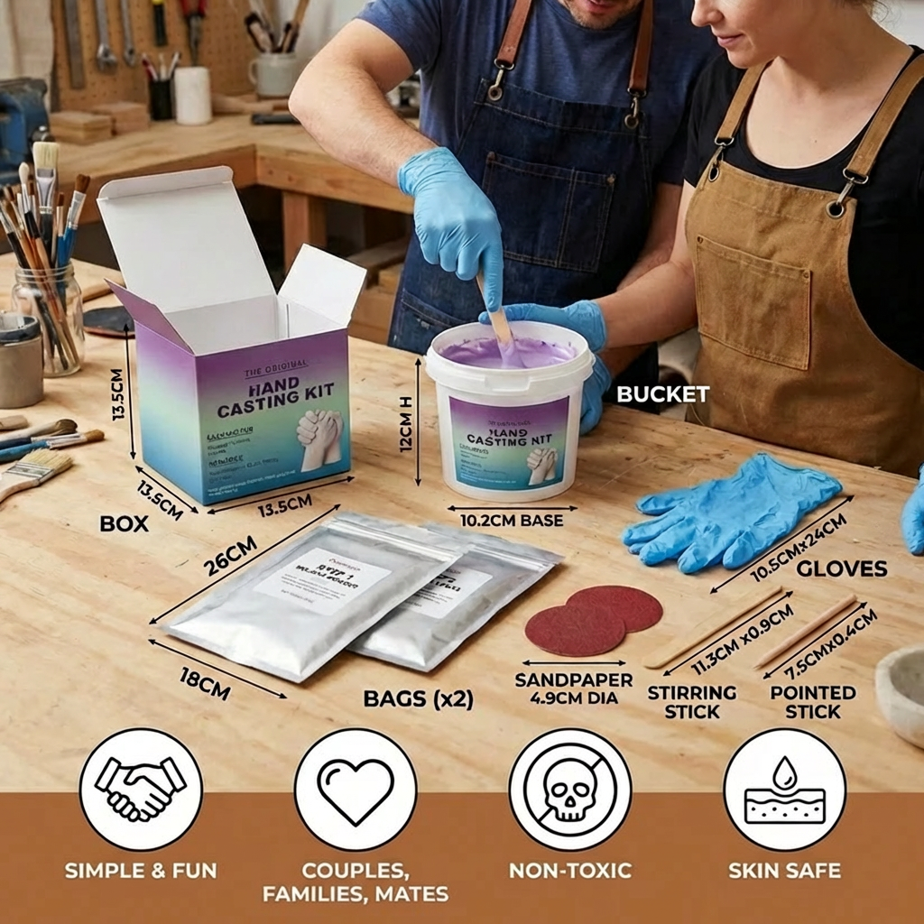 Plaster Handprint Casting Kit with Molding Materials and Customizable Finish