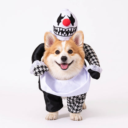 Clown Dog Costume, Creepy Halloween Costume with Fake Arms and 3D Walking Look for Trick or Treating