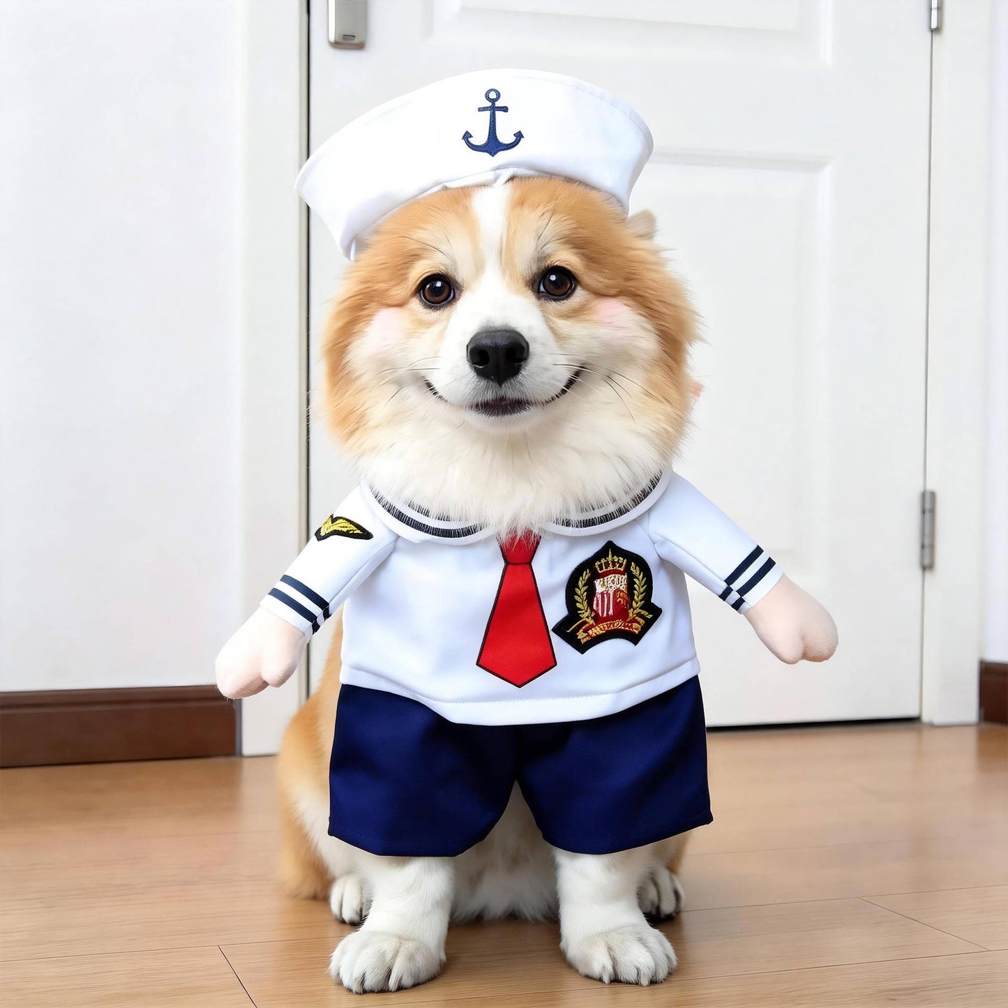 Clown Dog Costume, Creepy Halloween Costume with Fake Arms and 3D Walking Look for Trick or Treating