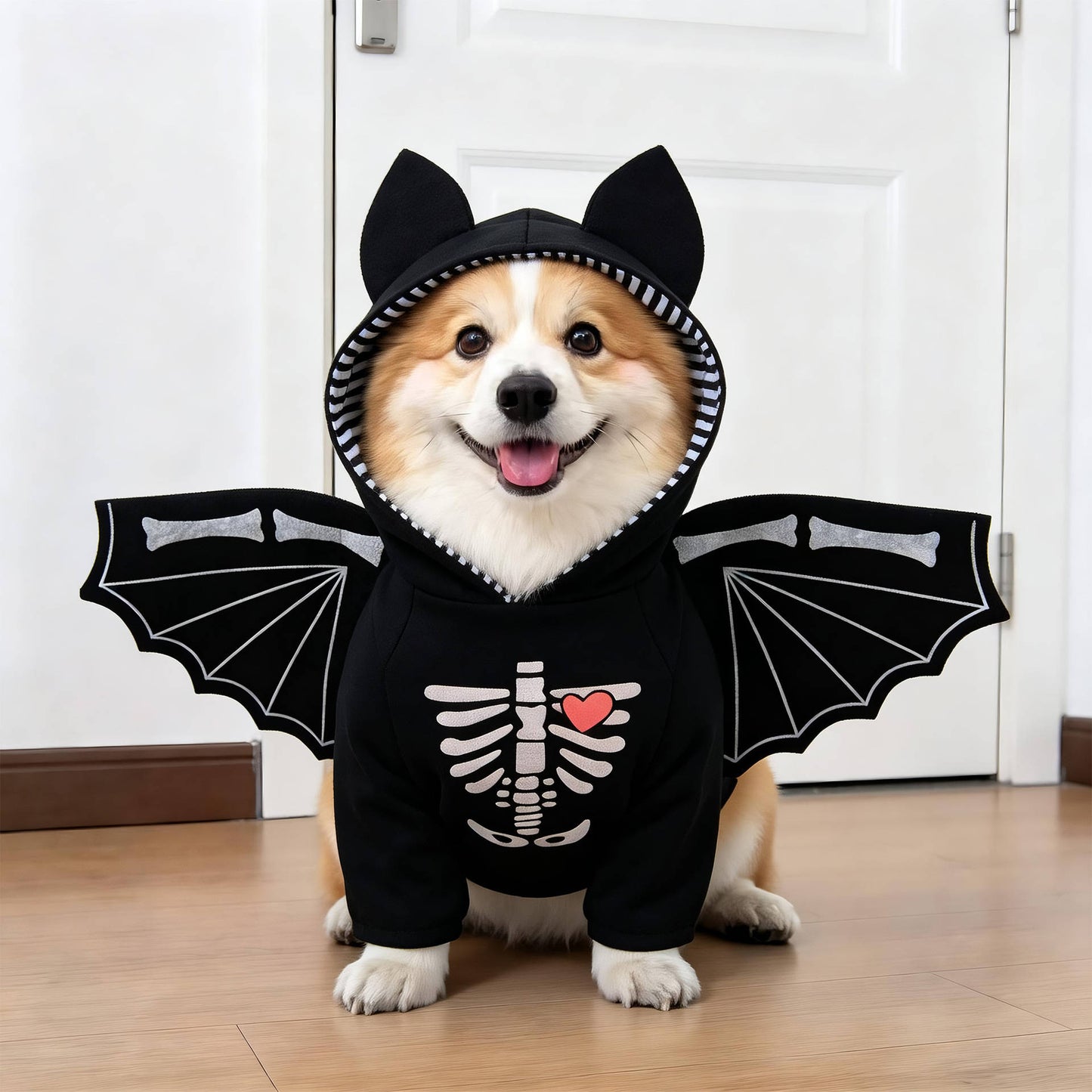 Clown Dog Costume, Creepy Halloween Costume with Fake Arms and 3D Walking Look for Trick or Treating