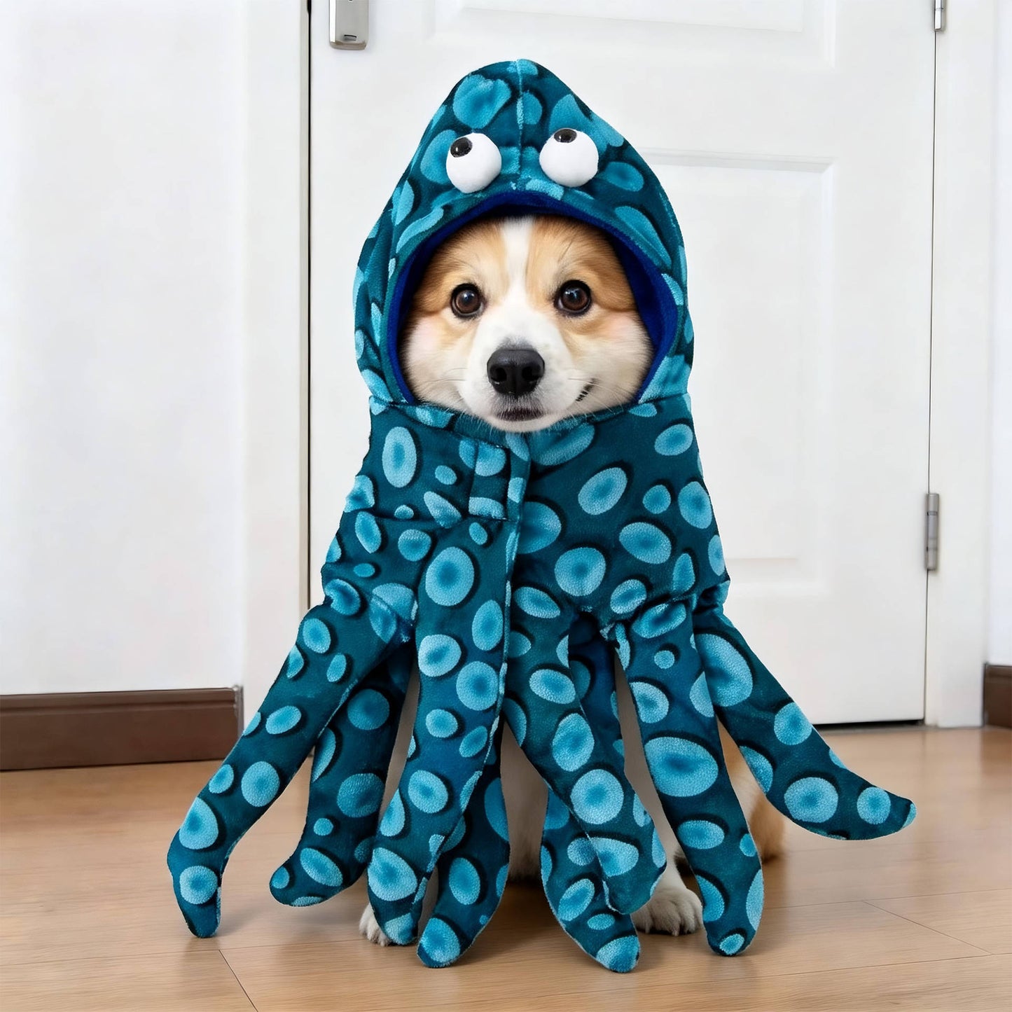 Clown Dog Costume, Creepy Halloween Costume with Fake Arms and 3D Walking Look for Trick or Treating