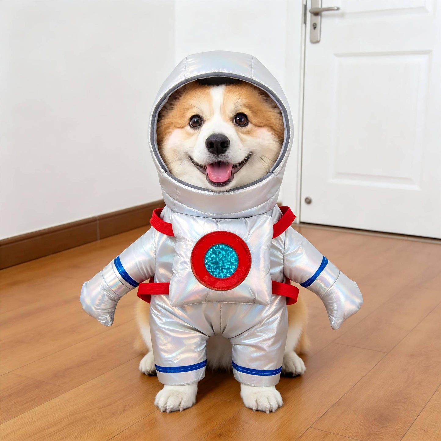 Clown Dog Costume, Creepy Halloween Costume with Fake Arms and 3D Walking Look for Trick or Treating