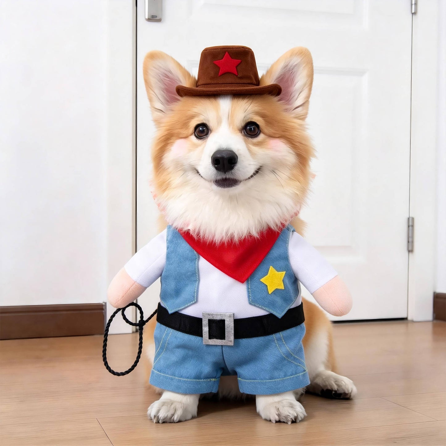 Clown Dog Costume, Creepy Halloween Costume with Fake Arms and 3D Walking Look for Trick or Treating