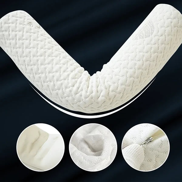 Memory Foam Neck Pillow with Cotton Cover and Shape Retention, Three Sizes Available