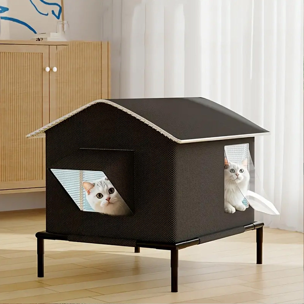 Raised Pet Bed with Moisture-Shedding Fabric and Stainless Steel Frame for Cats and Small Dogs
