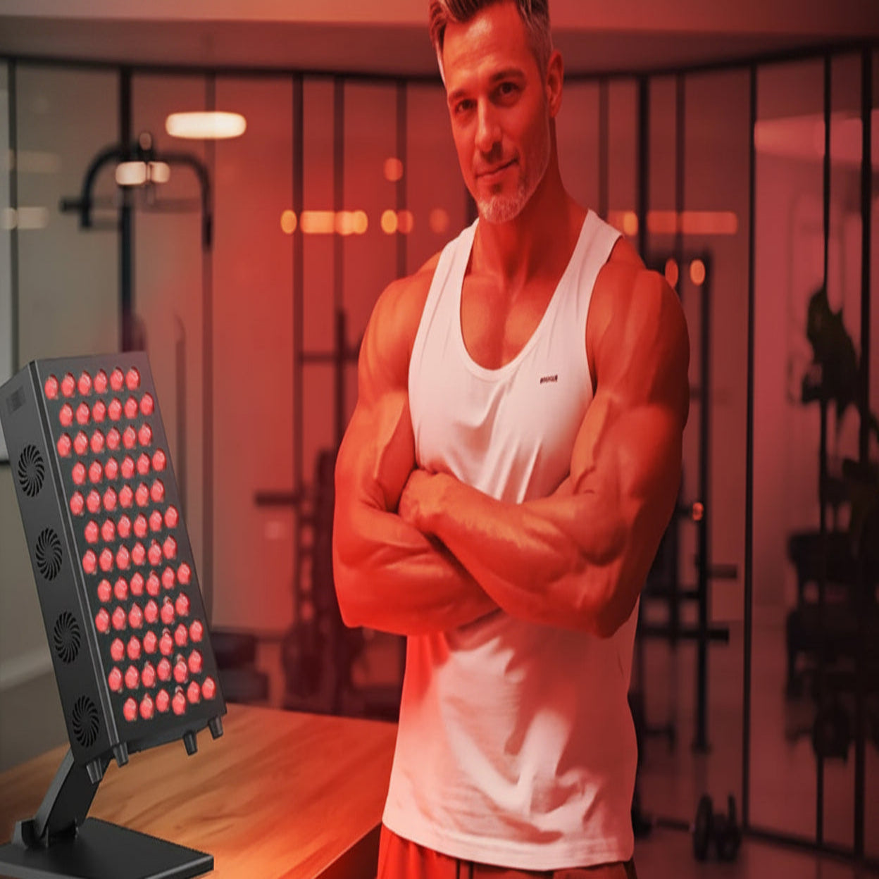 Red Light Therapy Panel with Dual Wavelength LEDs and Adjustable Dimming, Built-in Timer