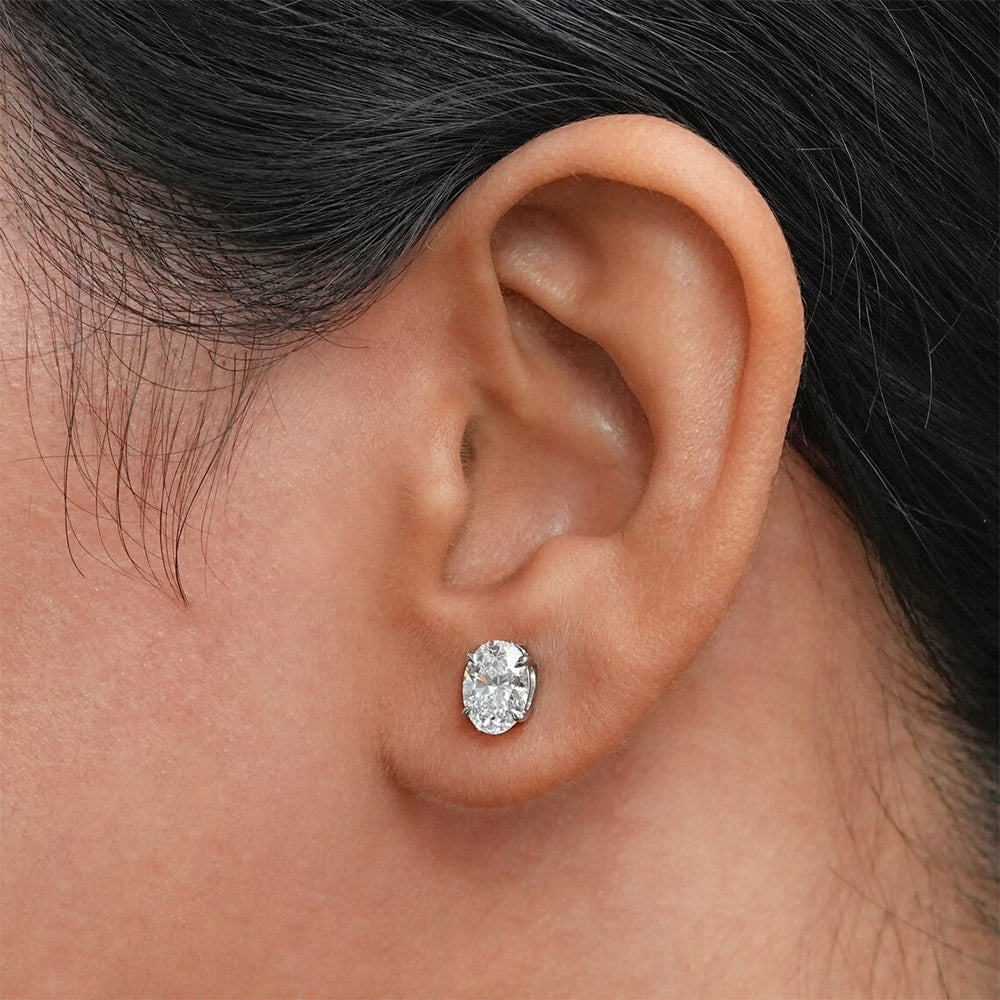 Oval Moissanite Stud Earrings with D Color VVS1 Clarity and 925 Sterling Silver, 0.5-5ct