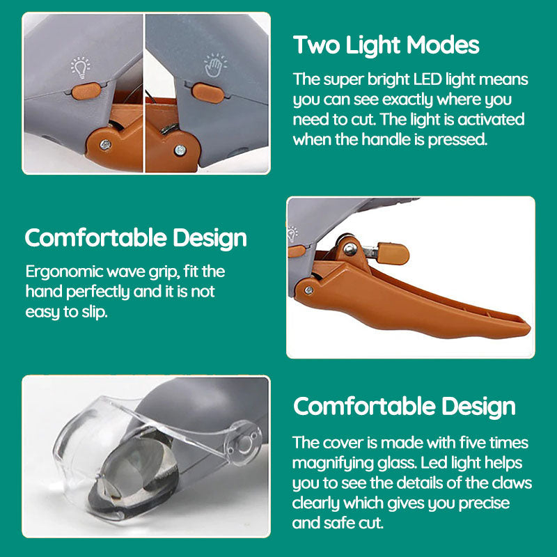 LED Dog Nail Clipper with Safety Guard and Non-Slip Handles