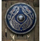 Wooden Viking Shield with Double Raven Design and Battleworn Finish, 12 Inch