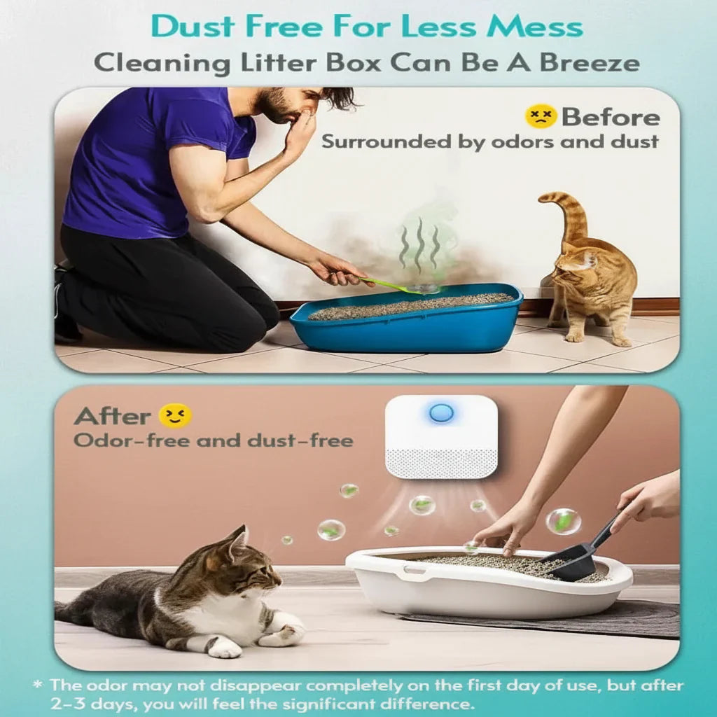 Cat Litter Box Odor Neutralizer with Motion Sensor and 14-Day Battery