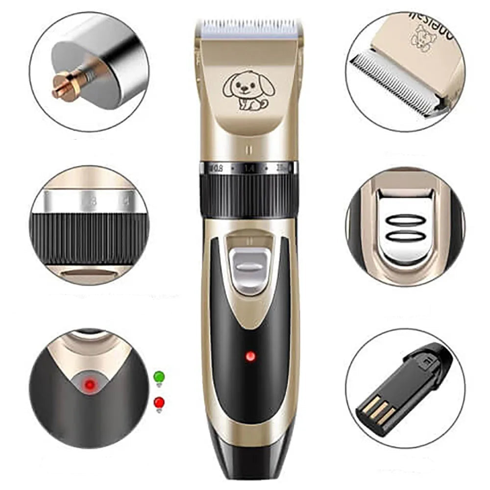 Cordless Dog Trimmer with Quiet Motor and Four Guide Combs, 90-Minute Runtime