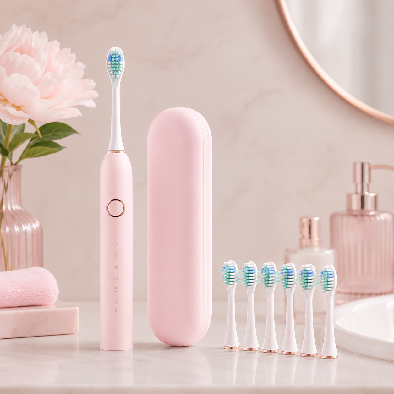 Sonic Electric Toothbrush with Timer and Four Replacement Heads, IPX7 Rated