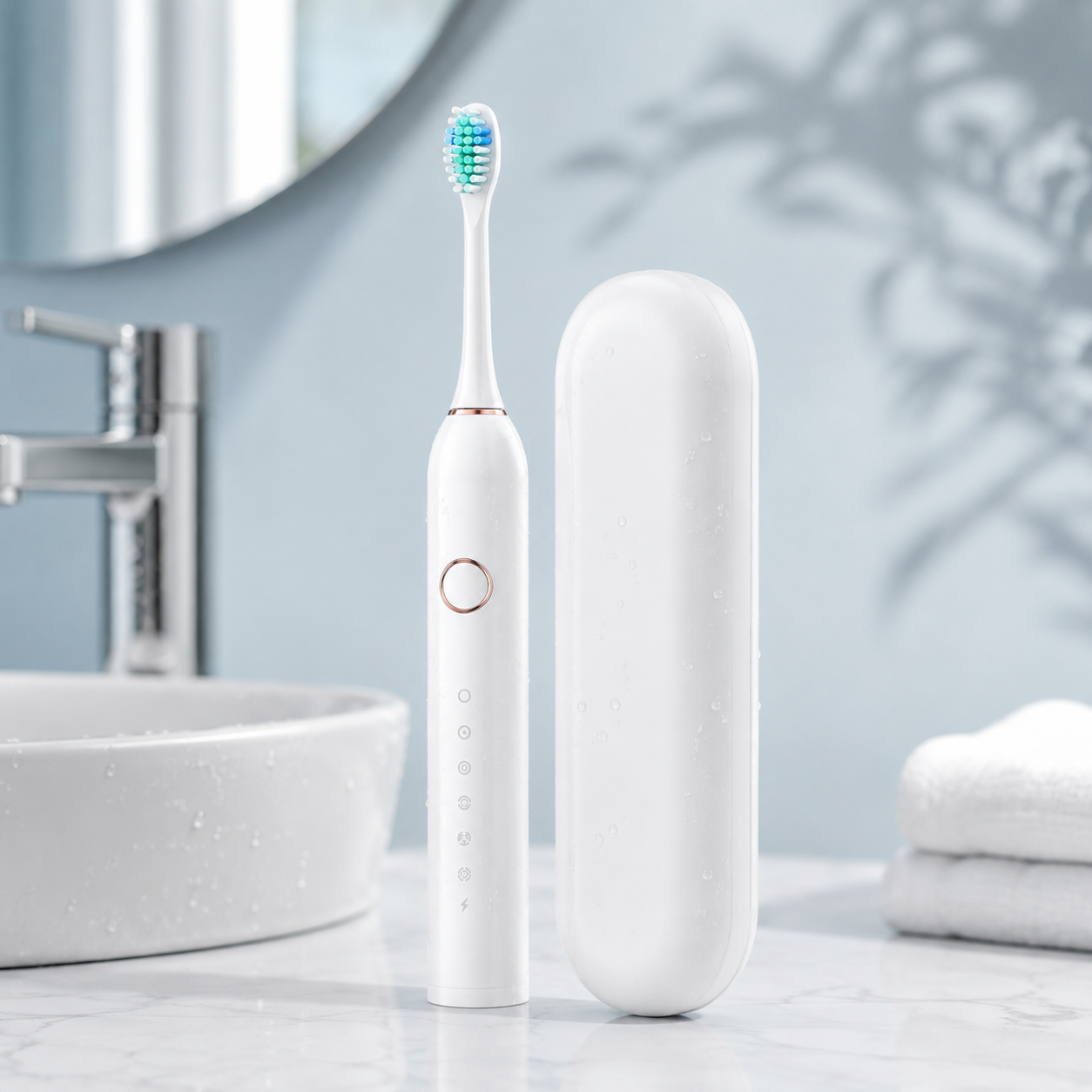 Sonic Electric Toothbrush with Timer and Four Replacement Heads, IPX7 Rated