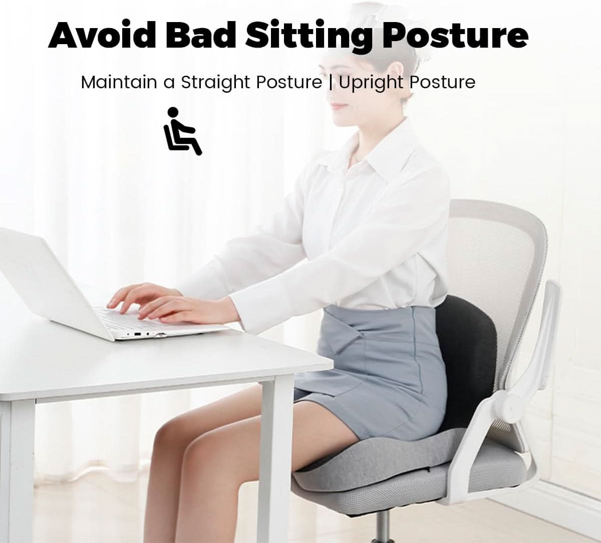 Memory Foam Seat Cushion with Non Slip Base and Machine Washable Cover