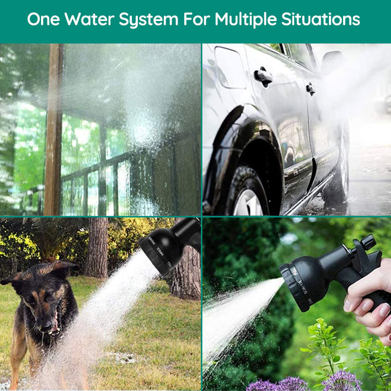 Expandable Garden Hose with 8-Spray Nozzle and Kink-Resistant Design