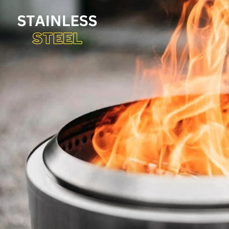 Smokeless Fire Pit with Airflow Chamber and Removable Ash Pan, Portable Stainless Steel