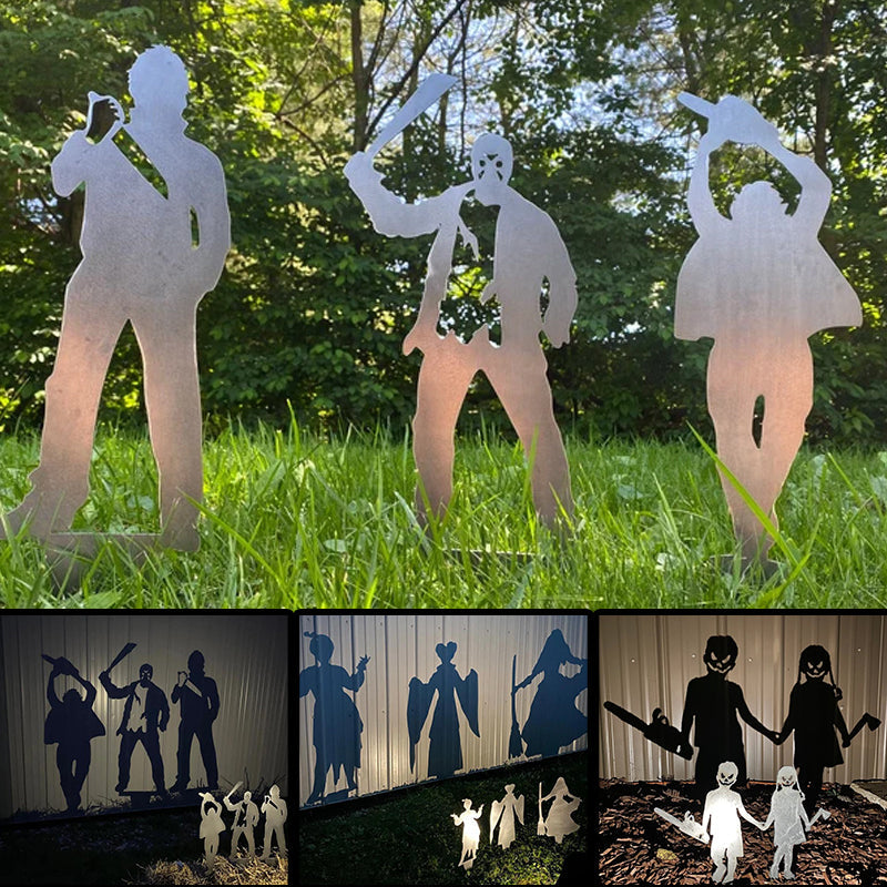 Metal Villain Shadow Caster Yard Stake with Ground Mount and Spotlight Projection