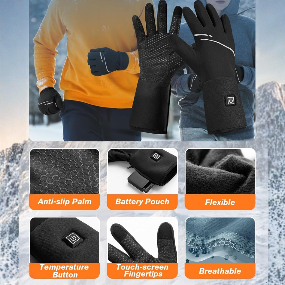 Mygametables Thin Heated Glove Liners with Rechargeable Batteries