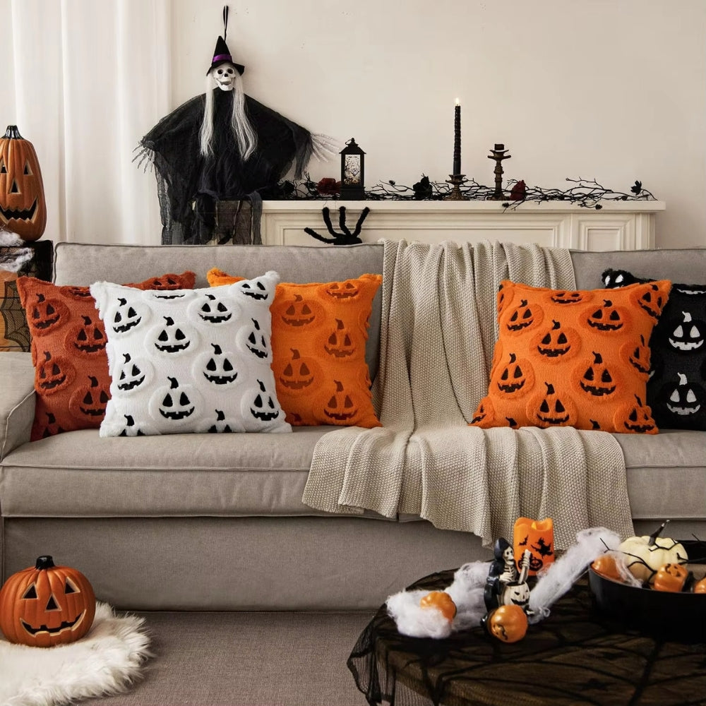Pumpkin Pattern Cushion Cover with Microfiber Blend Fabric, 18x18 Inches