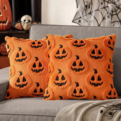 Pumpkin Pattern Cushion Cover with Microfiber Blend Fabric, 18x18 Inches