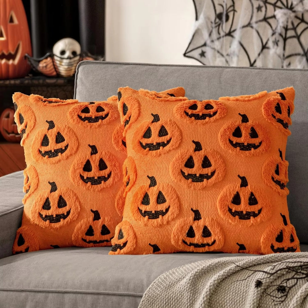 Pumpkin Pattern Cushion Cover with Microfiber Blend Fabric, 18x18 Inches