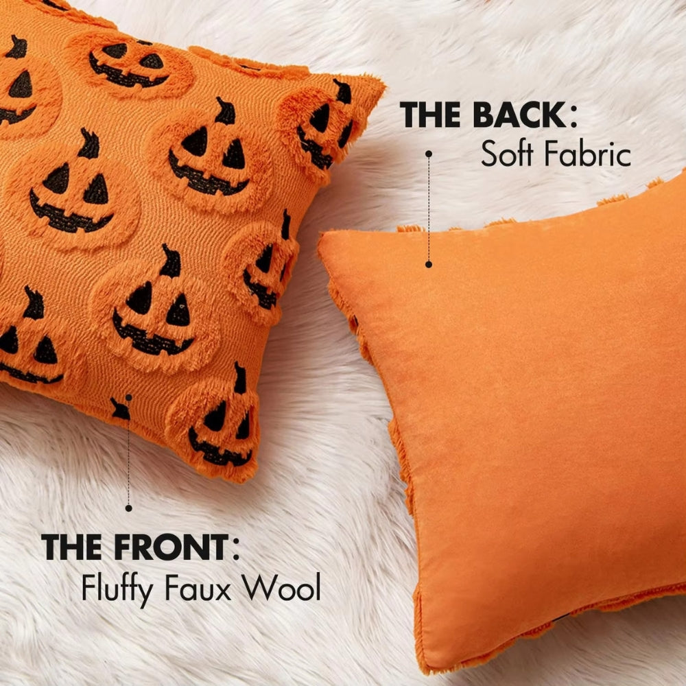 Pumpkin Pattern Cushion Cover with Microfiber Blend Fabric, 18x18 Inches