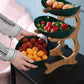 Three-Tier Serving Tray with Wooden Frame and Plastic Trays