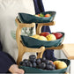 Three-Tier Serving Tray with Wooden Frame and Plastic Trays