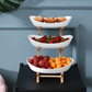 Three-Tier Serving Tray with Wooden Frame and Plastic Trays