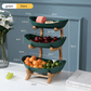 Three-Tier Serving Tray with Wooden Frame and Plastic Trays