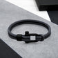 Men's Nautical Double Strand Black Matt D-Shackle & Rope Bracelet