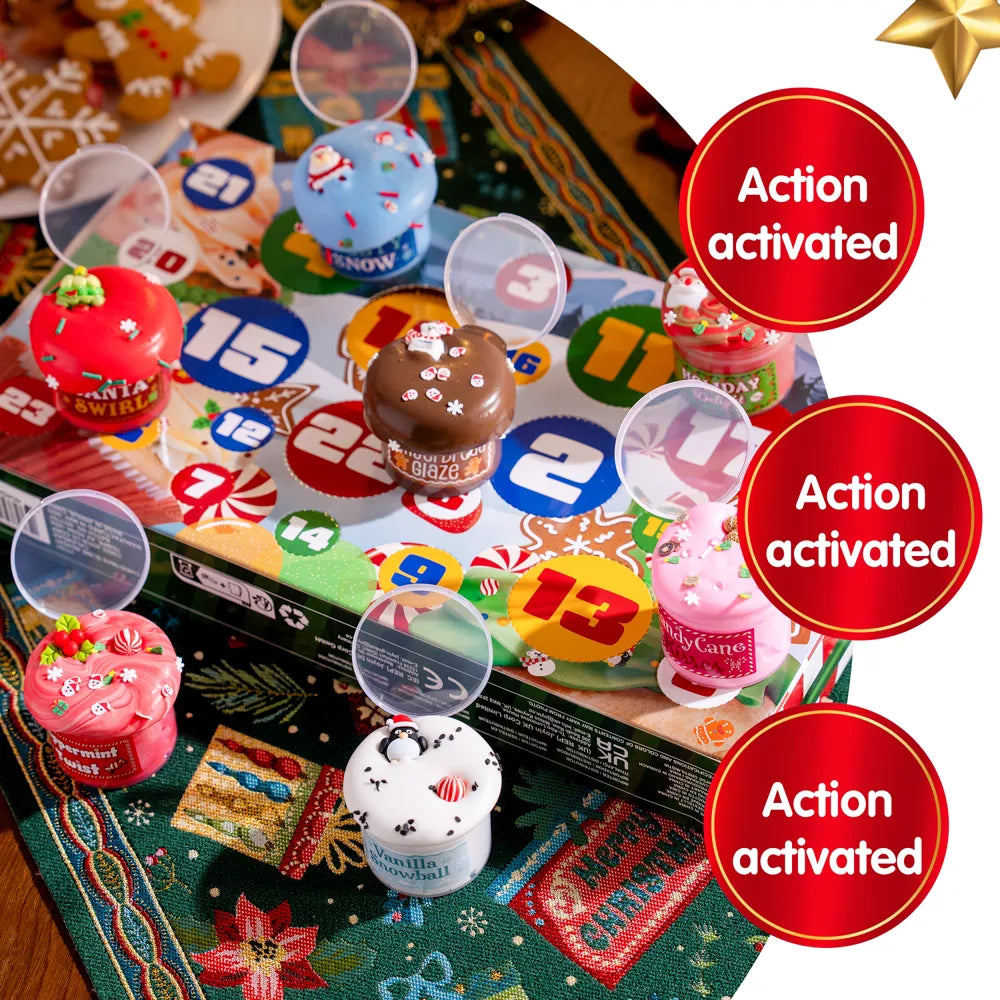 Slime Advent Calendar with 24 Daily Surprises and Holiday Charms, Festive Sprinkles