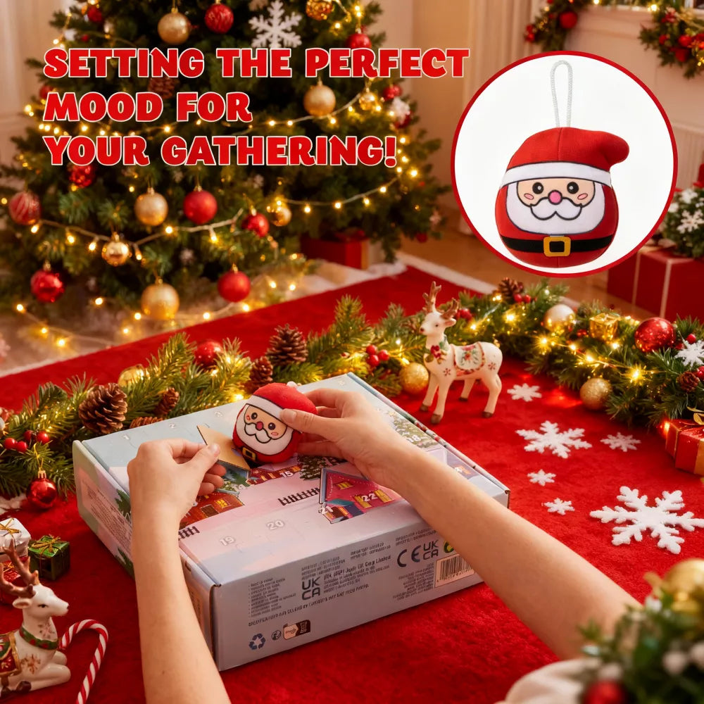 24-Piece Mini Plush Advent Calendar with Hanging Lanyards and Holiday Characters for Kids