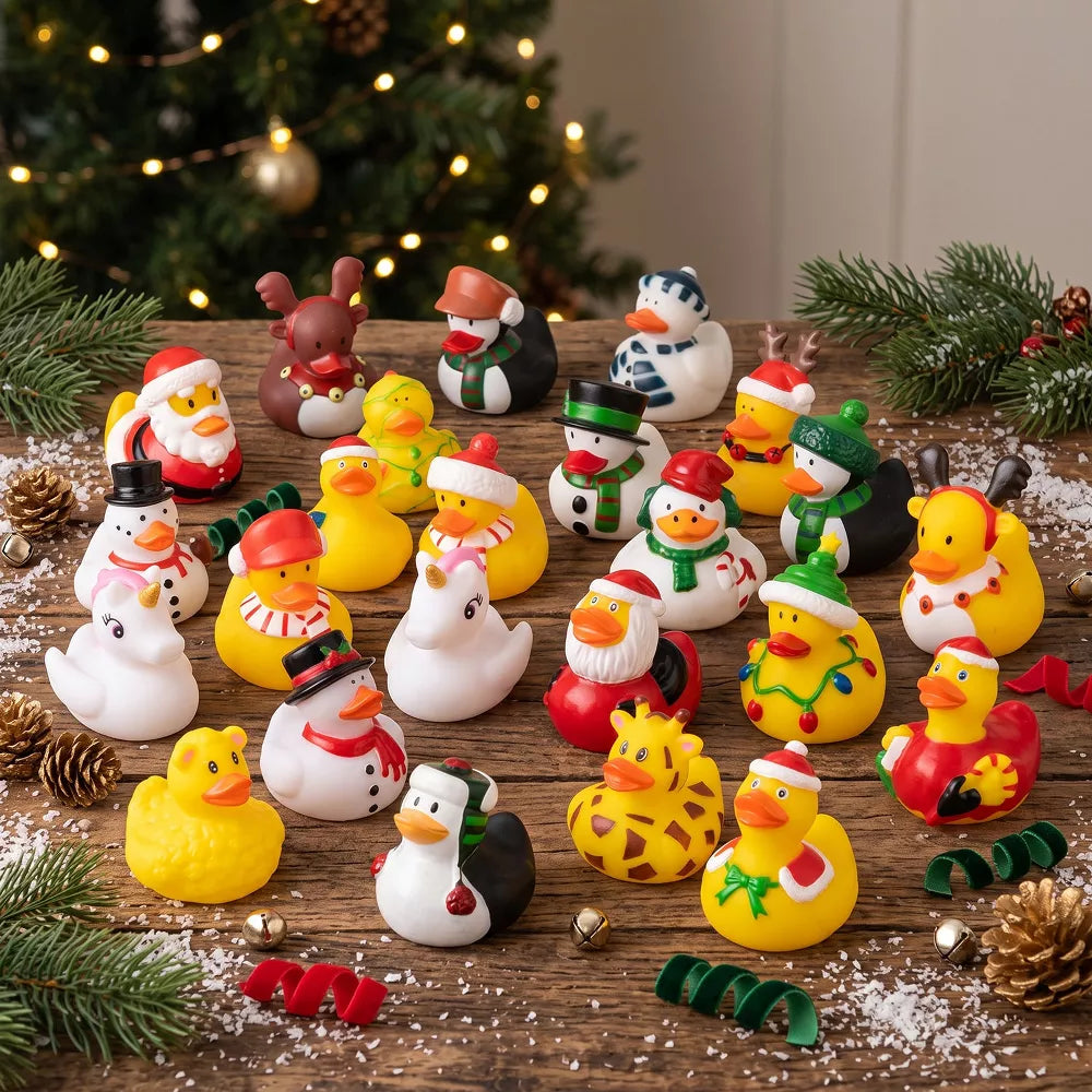 Rubber Duck Advent Calendar with 24 Collectible Ducks and Bath Toys, Holiday Designs