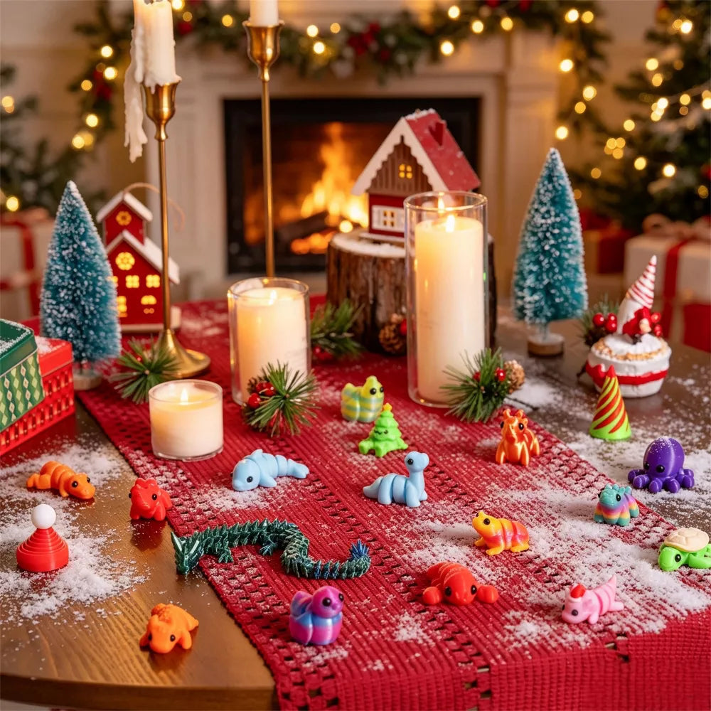24-Piece 3D Printed Advent Calendar with Christmas and Animal Toys for Kids