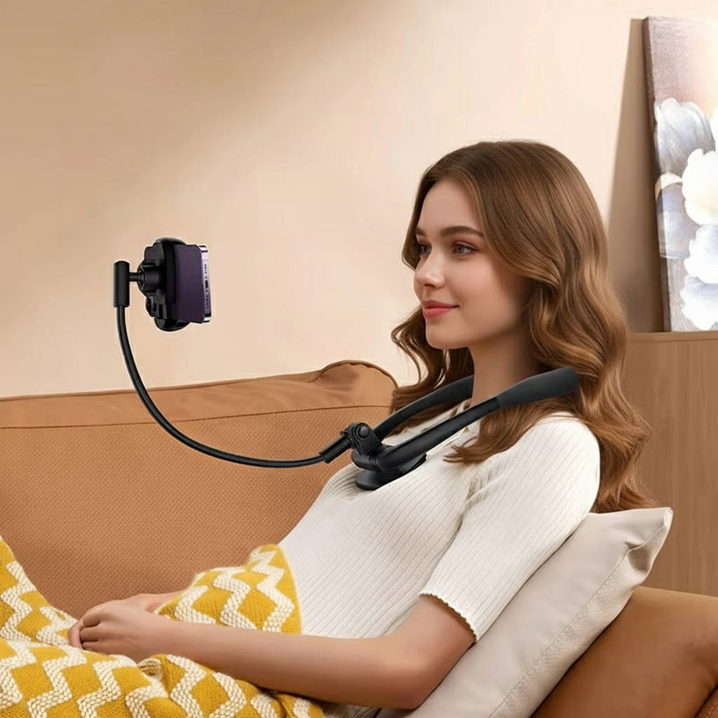 Flexible Phone Holder with Aluminum Core and 360 Rotation for Neck and Desk Use