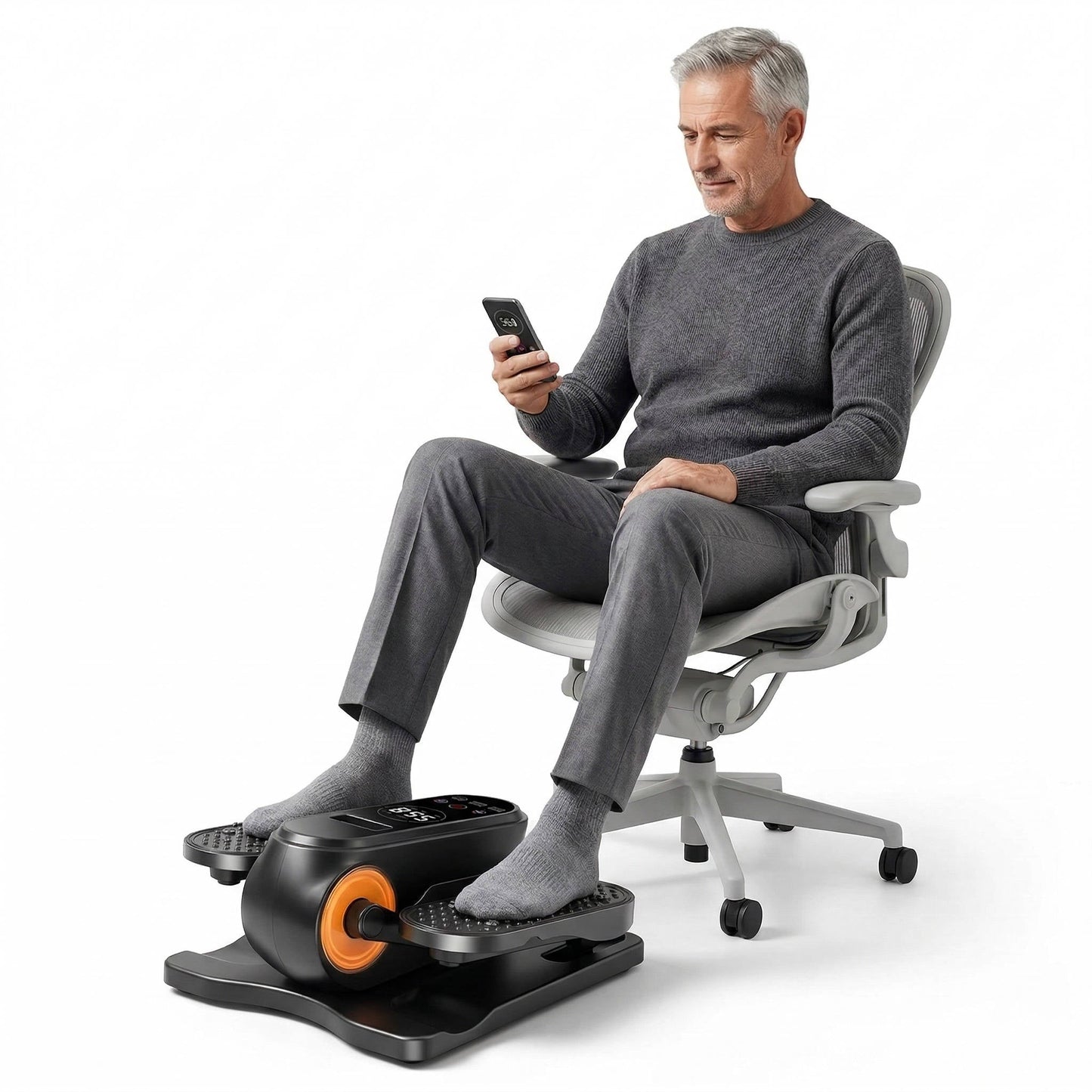 Under Desk Elliptical Machine, Electric Elliptical Leg Exerciser for Seniors