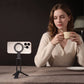 Magnetic Phone Tripod Stand, Aluminum Mini Foldable Phone Stand with Magnetic Quick Mount for iPhone 12 to 16