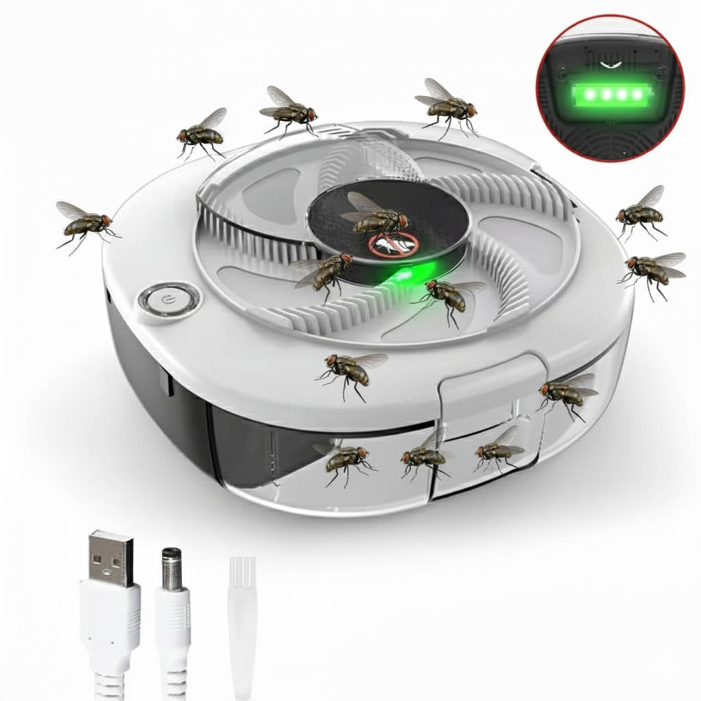 Automatic Fly Trap with Rotating Arm and Removable Collection Tray, USB Rechargeable All Vera Mart
