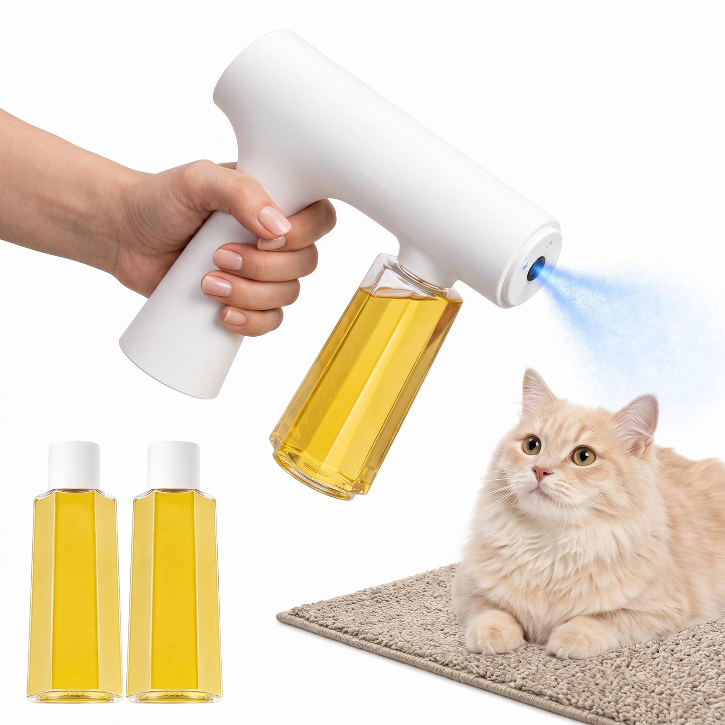 Blue Light Deodorizer, Nano Odor Eliminator Spray Kit for Dog & Cat Urine, Litter Box, Carpet and Fabric