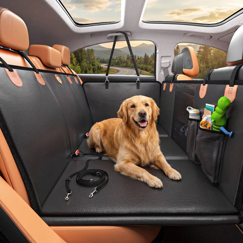 Large Dog Car Back Seat Extender with Hard Bottom, Waterproof Car Seat Cover Anti Scratch Heavy Duty 400 lbs Support Easy Clean