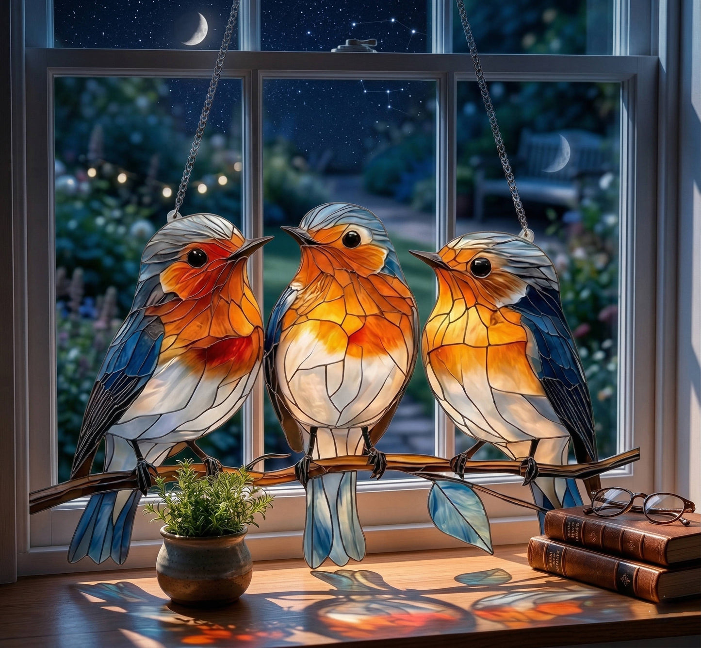 Window Suncatcher Stained Glass Bluebird Acrylic Hanging Decor