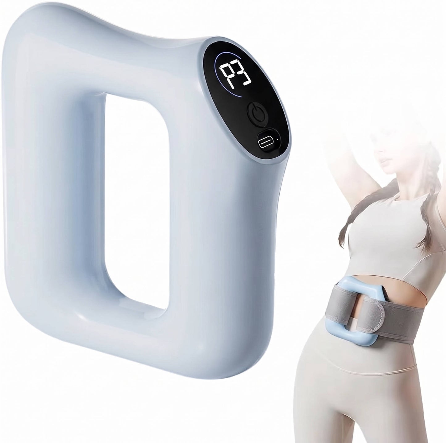 Electric Full Body Fascia Ring Massager with Adjustable Strap, 8 Vibration Modes for Belly, Back, Legs and Waist