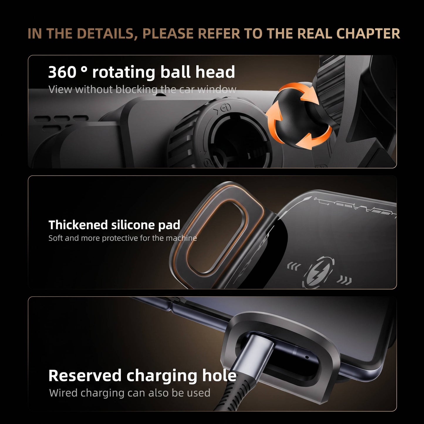 Wireless Charging Car Phone Mount, 15W Fast Charge, 90° Rotation, Air Vent Clip, One Touch Release for Foldable Phones