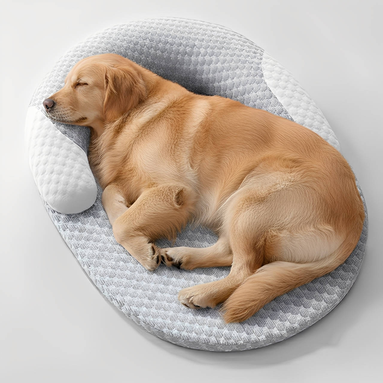 Cooling Dog Bed with Heat-Absorbing Fiber and Orthopedic Neck Support, Machine Washable
