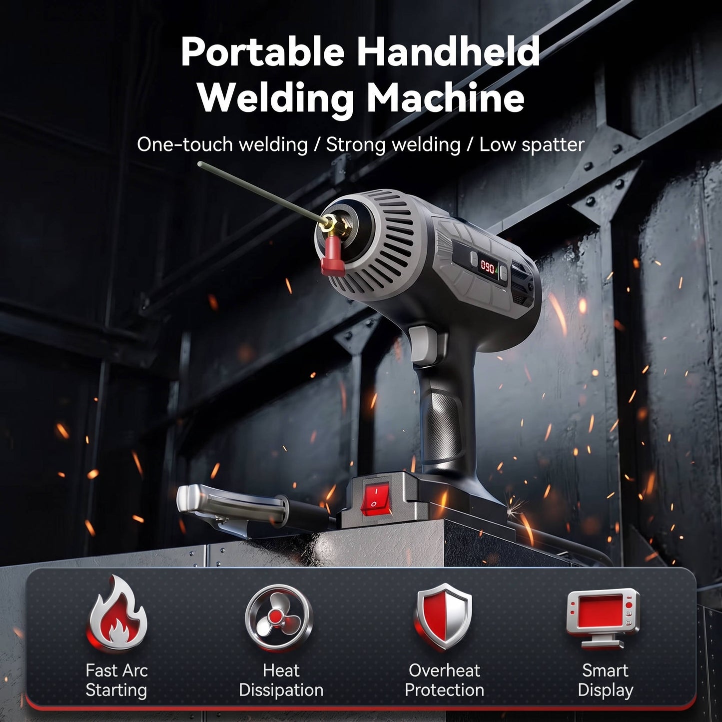 Portable ARC Welding Machine, 110V Handheld IGBT Inverter Welder, Adjustable Current, 3/32" Rod Compatible