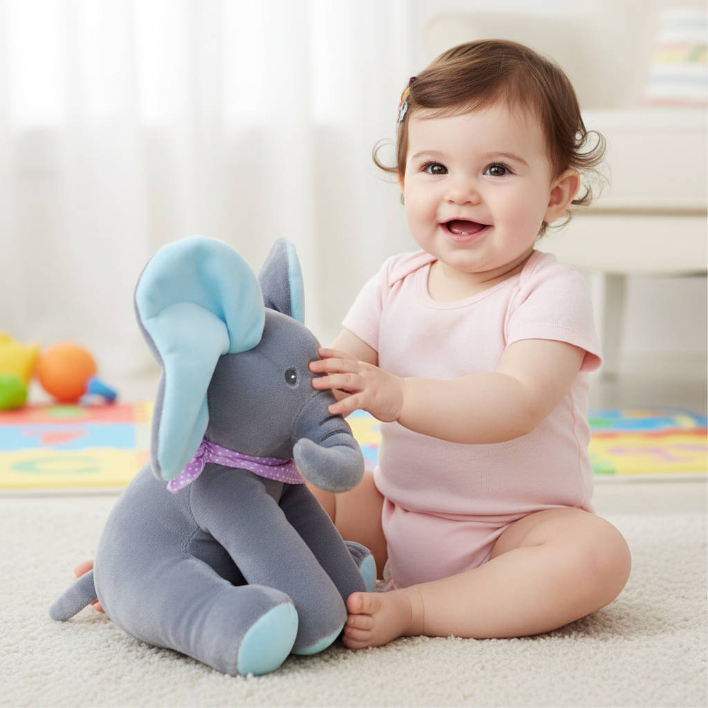 Interactive Plush Elephant with Peekaboo Action and Singing Sounds for Toddlers