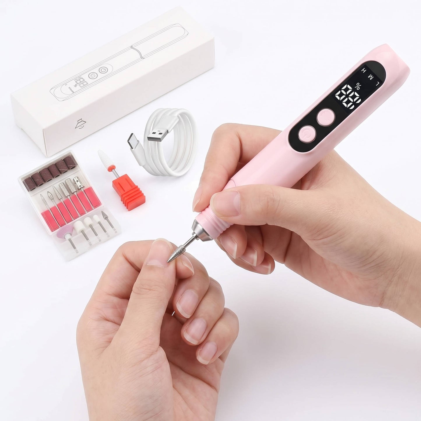 Portable Electric Nail Drill Kit, Professional Manicure and Pedicure Polishing Set for Acrylic, Gel and Dip Nails with Drill Bits