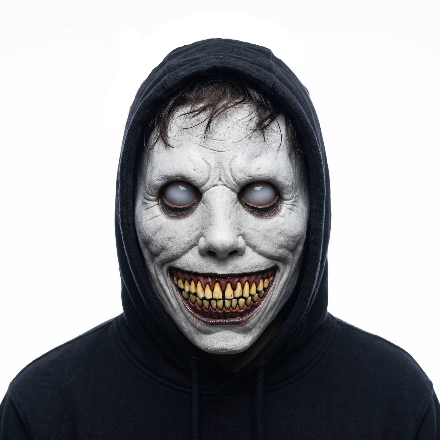 Demon Mask, Scary White Smiling Horror Mask with Eye for Halloween Cosplay and Costume Parties