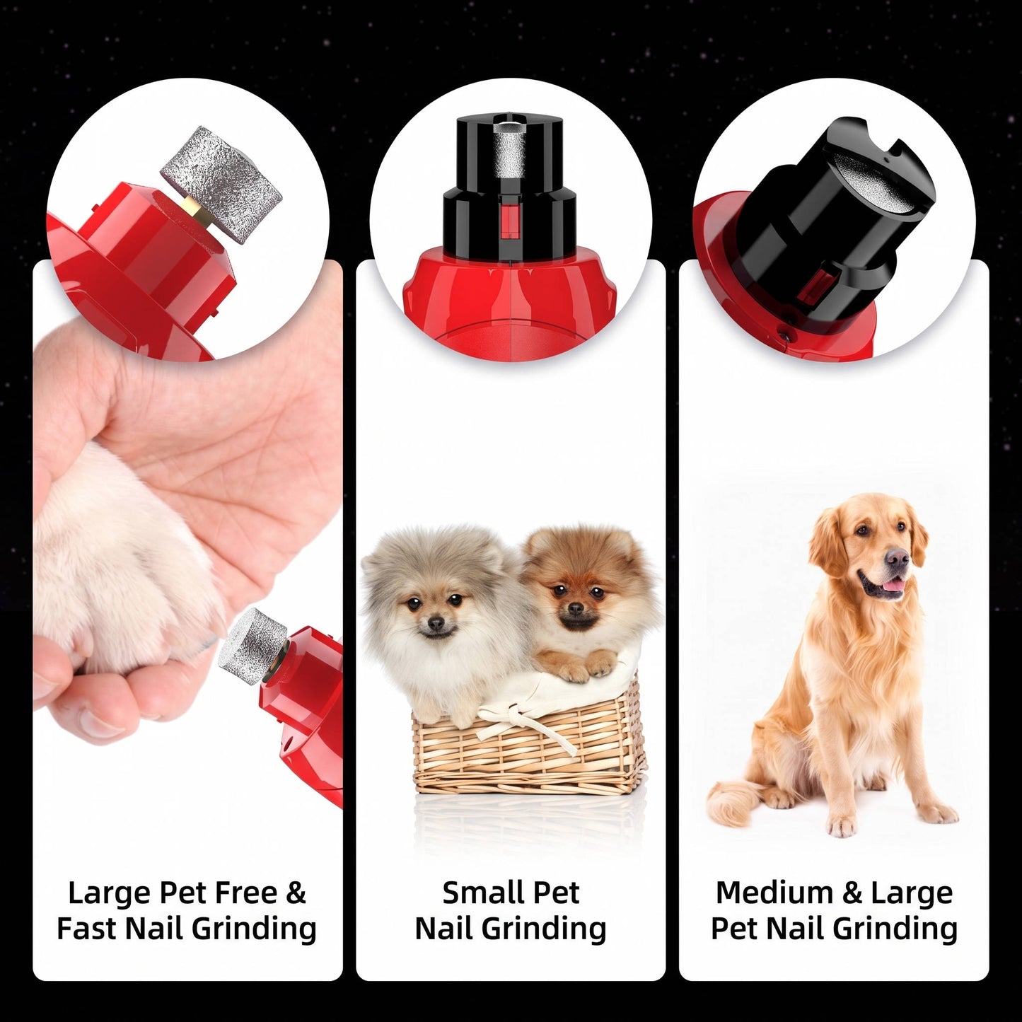 Pet Nail Grinder, Dustproof Electric Trimmer with LED Light, 6 Speeds for Dogs & Cats